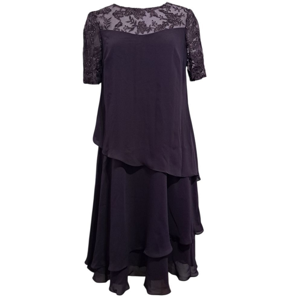 JJ's House A-Line Scoop Illussion Lace Chiffon Mother Of The Bride Elegant Dress